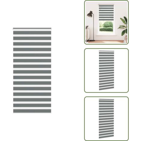 Estor gris oscuro - vidaXL Estor cebra gris oscuro 100x230cm tejido ancho 95,9cm poliéster - Persiana con cadena