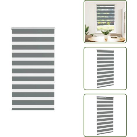 Estor gris oscuro - vidaXL Estor cebra gris oscuro 85x150cm tejido ancho 80,9 cm poliéster - Persiana con cadena