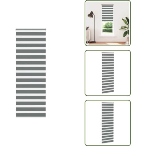 Estor gris oscuro - vidaXL Estor cebra gris oscuro 90x200cm tejido ancho 85,9 cm poliéster - Persiana con cadena