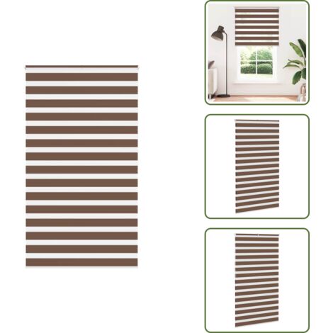 Estor marrón - vidaXL Estor cebra marrón 125x200 cm tejido ancho 120,9 cm poliéster - Persiana con cadena