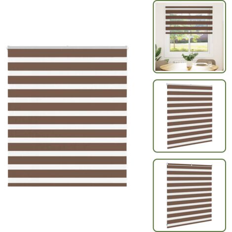 Estor marrón - vidaXL Estor cebra marrón 130x100 cm tejido ancho 125,9 cm poliéster - Persiana con cadena