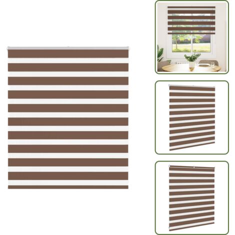 Estor marrón - vidaXL Estor cebra marrón 135x100 cm tejido ancho 130,9 cm poliéster - Persiana con cadena