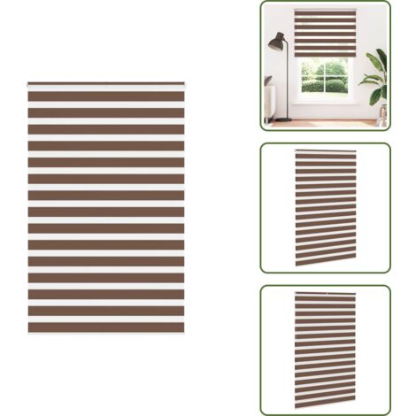 Estor marrón - vidaXL Estor cebra marrón 140x230 cm tejido ancho 135,9 cm poliéster - Persiana con cadena