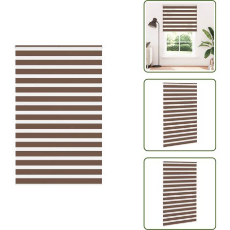 Estor marrón - vidaXL Estor cebra marrón 145x200 cm tejido ancho 140,9 cm poliéster - Persiana con cadena