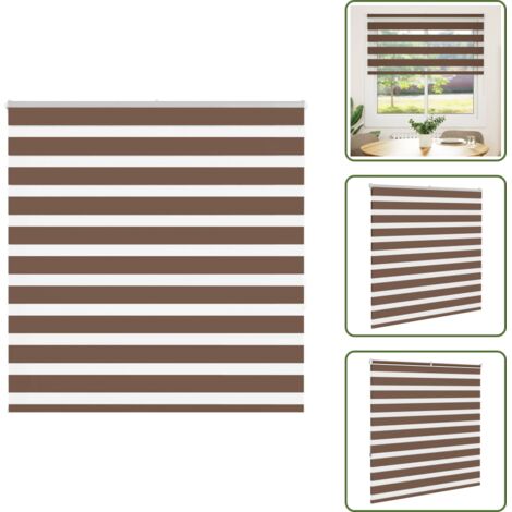Estor marrón - vidaXL Estor cebra marrón 150x150 cm tejido ancho 145,9 cm poliéster - Persiana con cadena