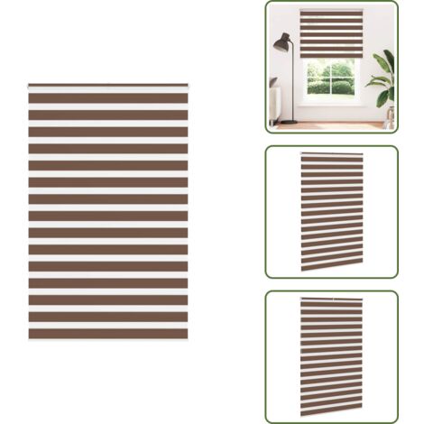Estor marrón - vidaXL Estor cebra marrón 150x200 cm tejido ancho 145,9 cm poliéster - Persiana con cadena