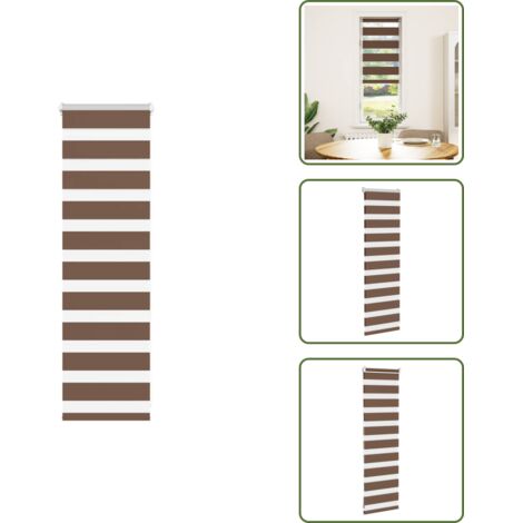 Estor marrón - vidaXL Estor cebra marrón 45x100 cm tejido ancho 40,9 cm poliéster - Persiana con cadena