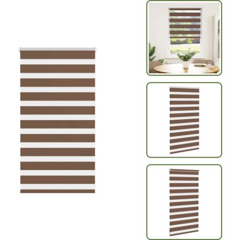 Estor marrón - vidaXL Estor cebra marrón 80x100 cm tejido ancho 75,9 cm poliéster - Persiana con cadena