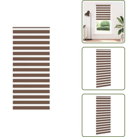Estor marrón - vidaXL Estor cebra marrón 95x200 cm tejido ancho 90,9 cm poliéster - Persiana con cadena