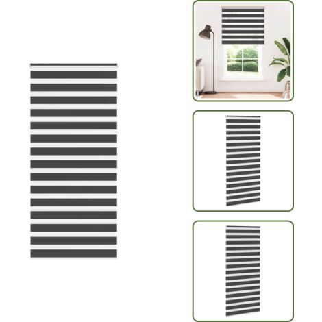 Estor negro - vidaXL Estor cebra negro 110x200 cm tejido ancho 105,9 cm poliéster - Estor enrollable