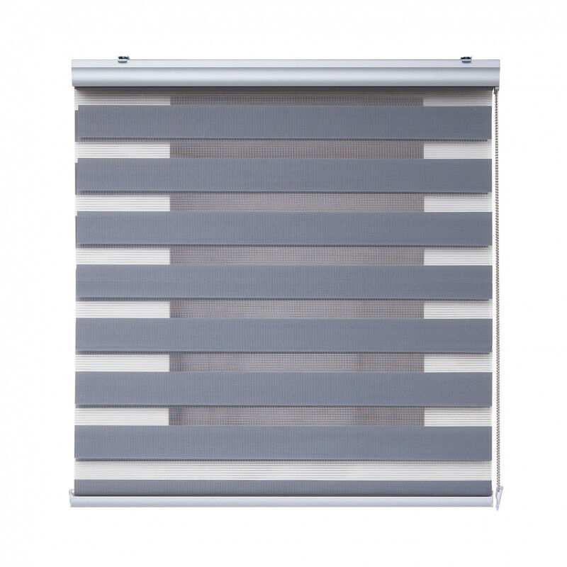 

Estor Noche y Día Plus, estor enrollable con acabados de aluminio Premium Plata, 80 x 250cm
