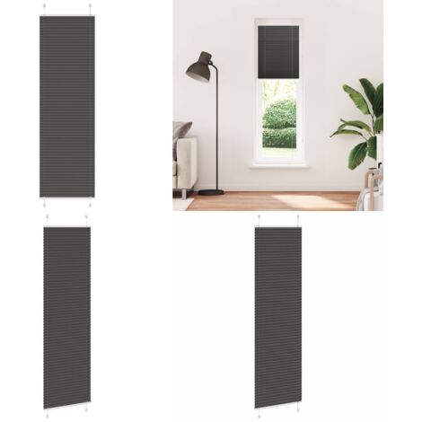 Estor Plisado negro 55x200 cm Tela Ancho 54,4 cm Poliéster - Persiana negra - Persiana de poliéster