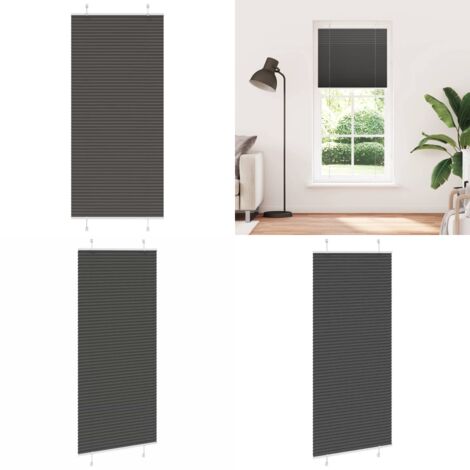 Estor Plisado negro 85x200 cm Tela Ancho 84,4 cm Poliéster - Persiana negra - Persiana de poliéster