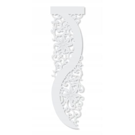Estor vertical A34, biombo decorativo moderno con estampado floral primaveral, 90 x 25 cm, blanco.