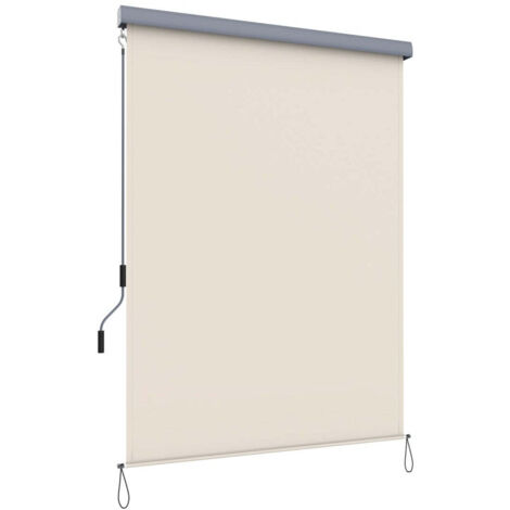 Estor vertical de exterior con casete gris para protección solar de balcón y terraza y protección visual beige 1,4 x 2,5 m 120001831