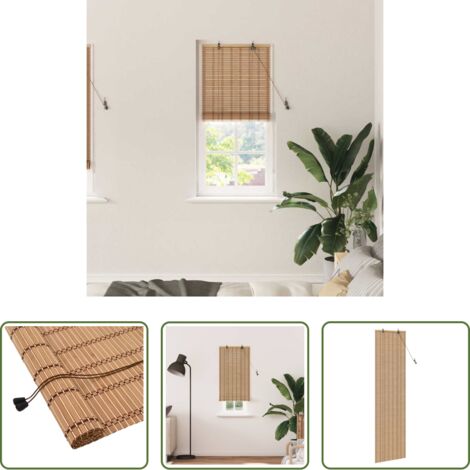Estores de bambú -  Estor enrollable con cortinas Naturaleza 60 x 220 cm Bambú