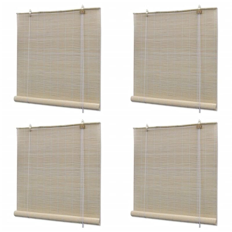 

vidaXL Estores enrollables 4 unidades bambú natural 120x160 cm - Beige