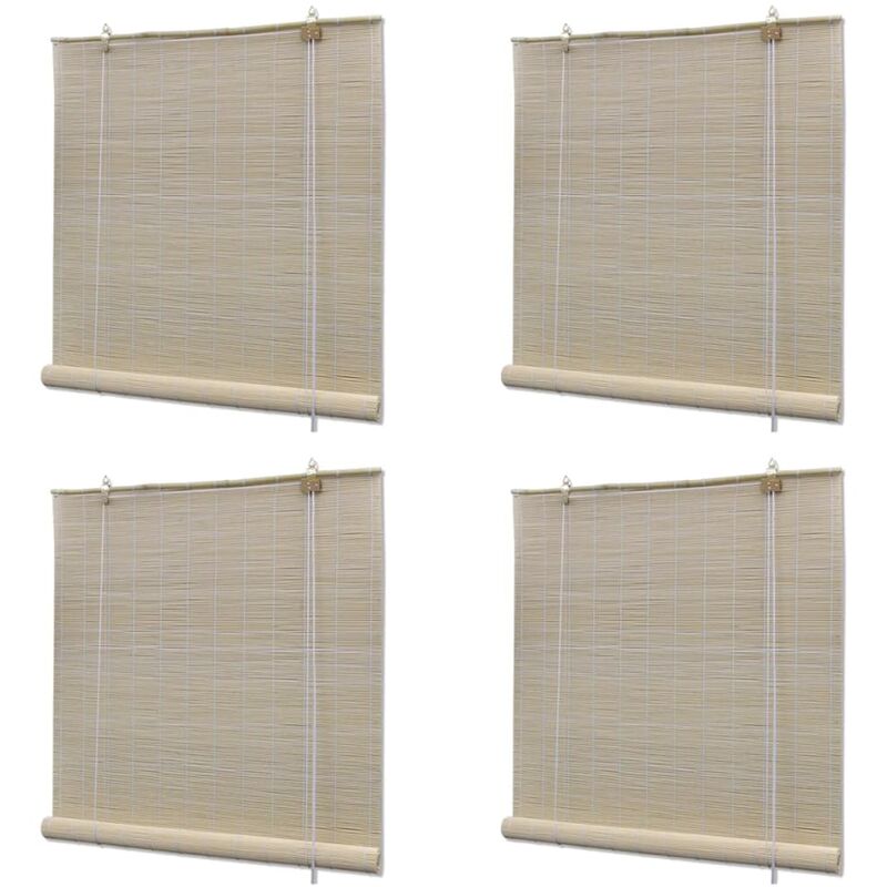 

Estores enrollables 4 unidades bambú natural 120x160 cm