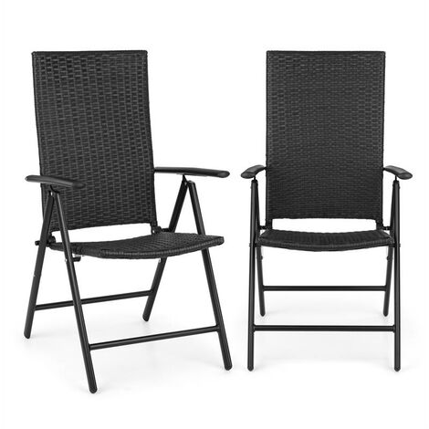 main image of "Estoril Garden Chair Poly Rattan Aluminium 7 Steps Hinged Black"