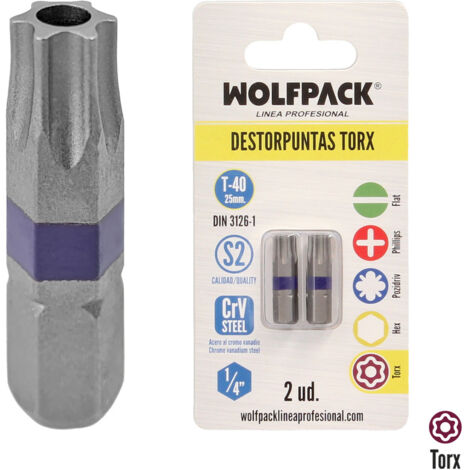 Estrattore di punte Torx T-40 (2 pezzi) - Punte in acciaio S2 per viti Torx