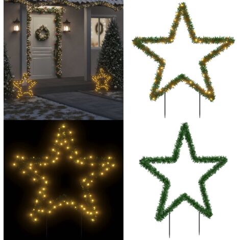 Estrella de luz decorativa Navidad con estacas 80 LED 60 cm - Luces navideñas - Estrella de luz