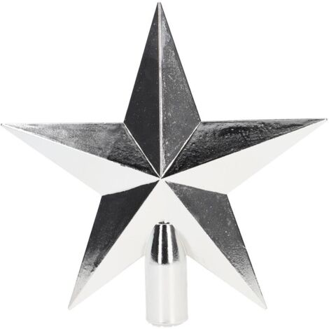 Estrella de Navidad "Alasia" para copa del árbol 200x196mm fabricada en plástico color plata acabado en purpurina
