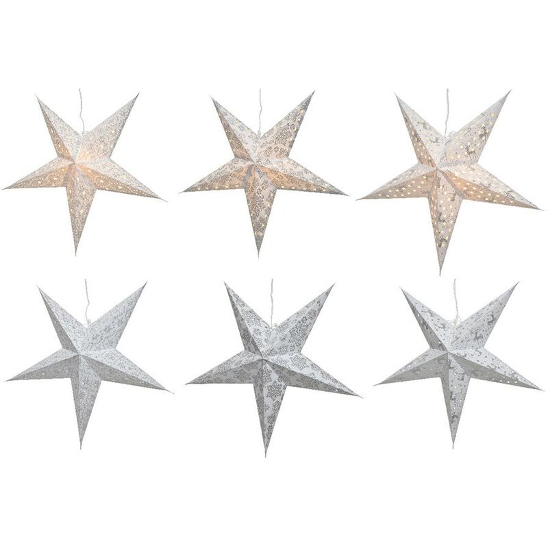 

Decoris - ESTRELLA DE PAPEL CON LUZ 60CM PLATA Y BLANCA