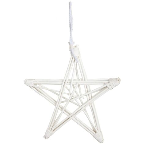 Estrella decoración de mimbre blanca 55x55x5