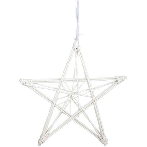 Estrella decoración de mimbre blanca 85x85x5