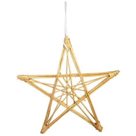 Estrella decoración de mimbre dorada 85x85x5