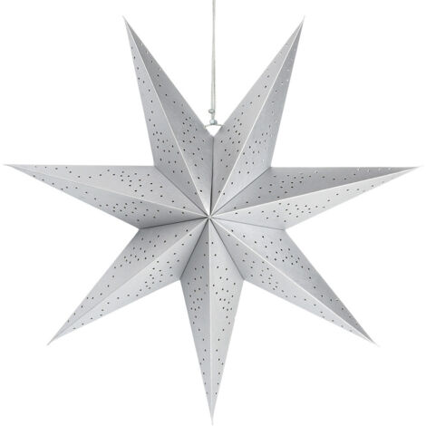 Estrella decorativa de papel calado, plateada, 60 cm