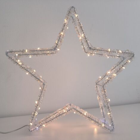 Estrella Luminosa de Navidad 80 Leds Luz Cálida 3000k y 10 Leds Efecto Flash Luz Azul