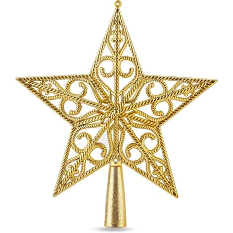 Estrella para árbol de Navidad - Adorno para árbol de Navidad - Estrella dorada, 15 cm