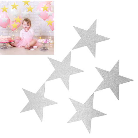 Estrellas de papel brillantes Mano para decoración de paredes - Paquete de 50 estrellas de doble cara - Estrellas de papel decorativas para aulas, bodas y tablones de anuncios (15,2 cm)
