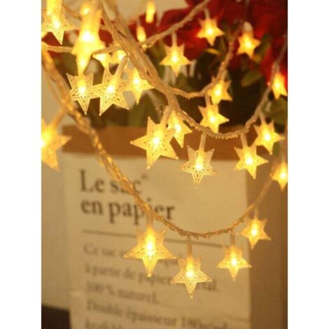 Estrellas, luces de hadas de cielo estrellado, 40 LED, luces de hadas de 6 m de largo, decoración de patio, fiesta, Navidad, decoración del árbol de Navidad