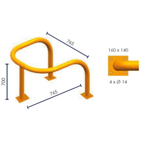 Estribo de protección Amarillo/Negro 765 x 765 x 550 mm METALWORKS PRF700NJ