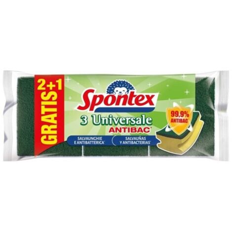 Estropajo fibra / salvauñas (2+1 uds) antibacterias spontex