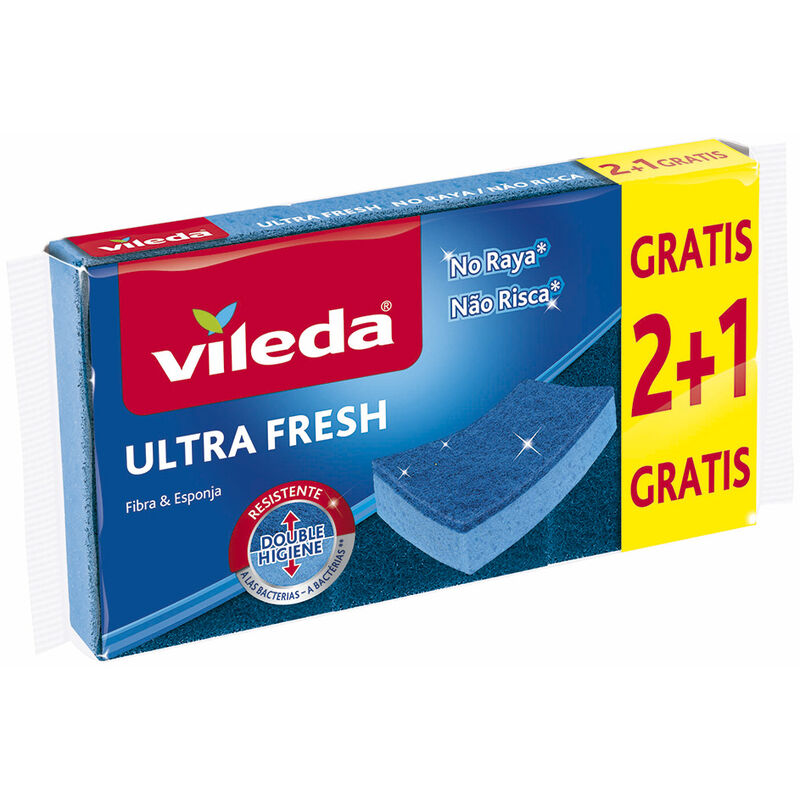 

VILEDA Estropajo ultra fresh no raya con esponja 2+1 166459 vileda