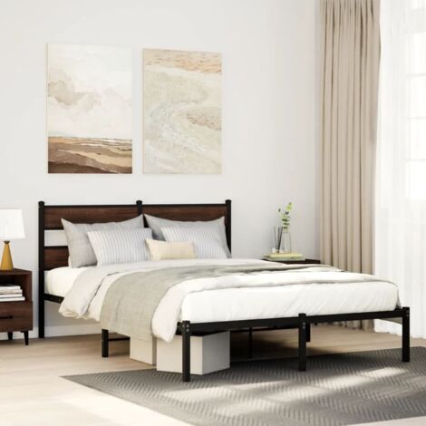 Estructura cama con cabecero sin colchón marrón roble 150x200cm vidaXL