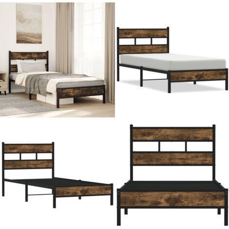 Estructura cama con cabecero sin colchón roble Sonoma 75x190 cm - Estructura de cama - Cama de invitados