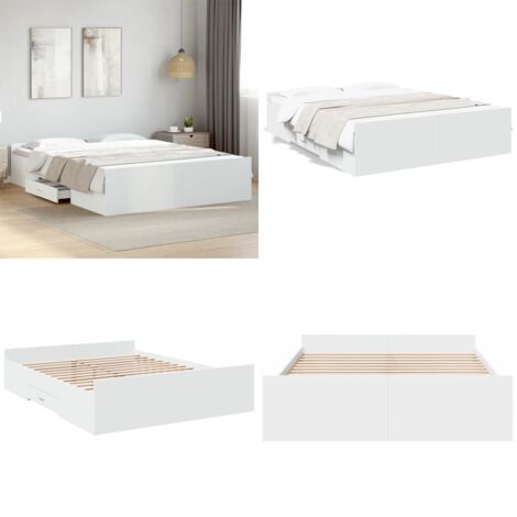 Estructura cama con cajones madera ingeniería blanca 150x200 cm - Estructura de cama - Cajones de cama