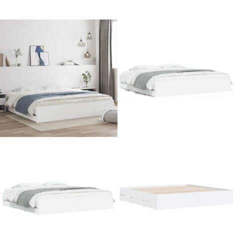 Estructura cama con cajones madera ingeniería blanca 160x200 cm - Estructura de cama - Cajones de cama