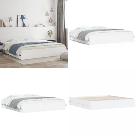 Estructura cama con cajones madera ingeniería blanca 180x200 cm - Estructura de cama - Cajones de cama