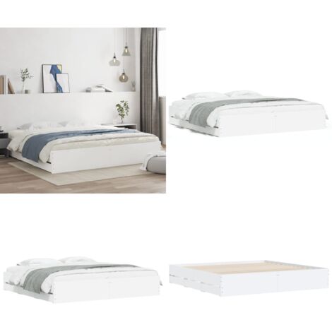 Estructura cama con cajones madera ingeniería blanca 200x200 cm - Estructura de cama - Cajones de cama