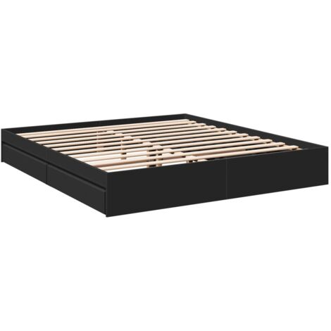 Estructura cama con cajones madera ingeniería negra 200x200 cm vidaXL