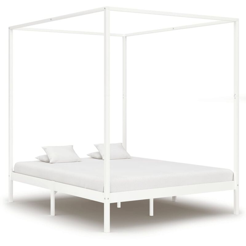 

Estructura cama con dosel madera maciza pino blanco 160x200 cm
