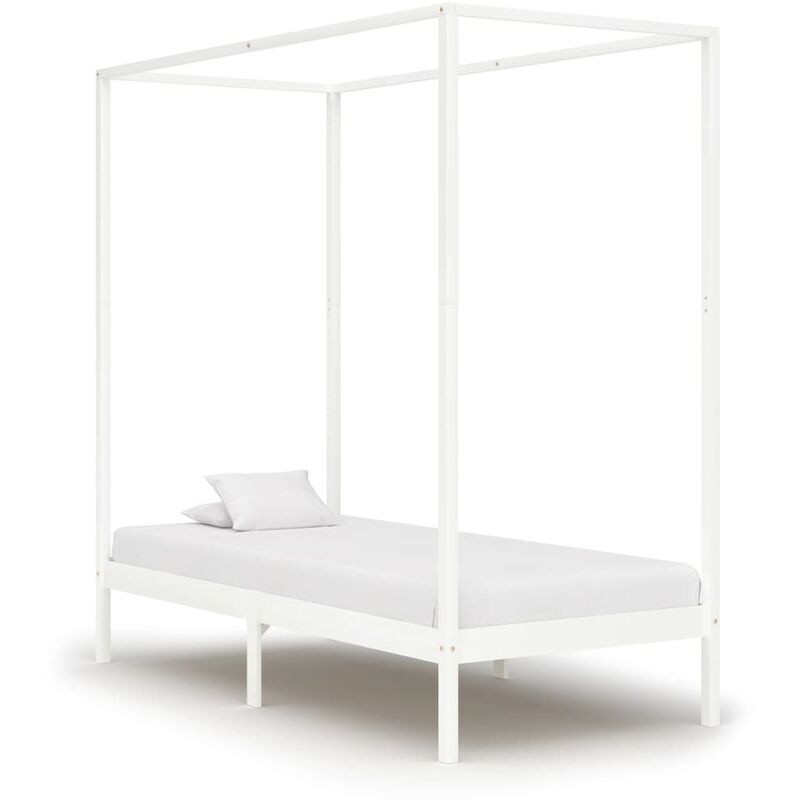 

Estructura cama con dosel madera maciza pino blanco 90x200 cm - Blanco