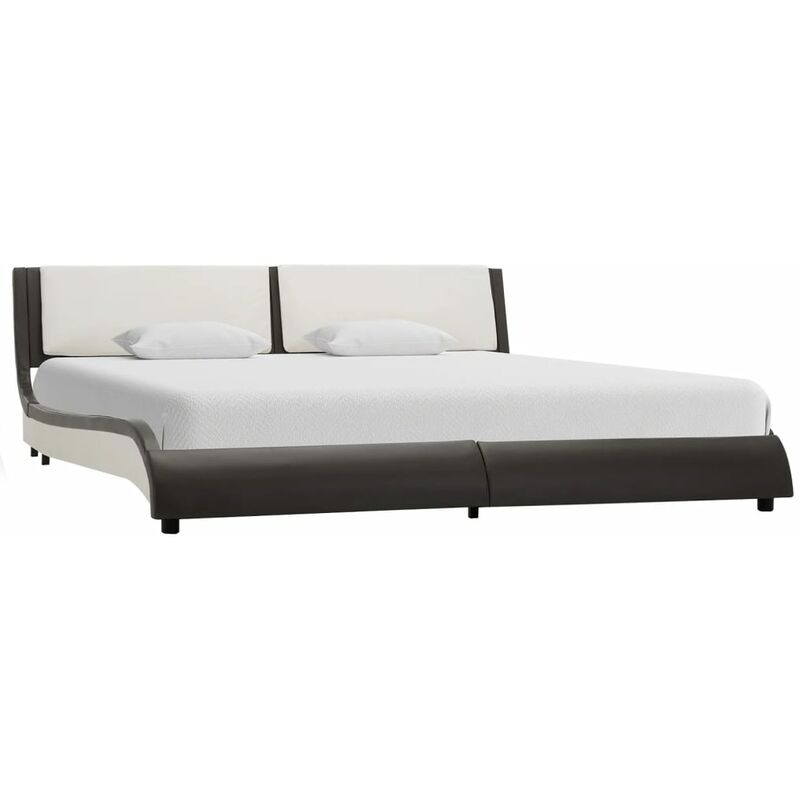 

Estructura Cama con LED Cuero Sintético Gris y Blanco 160x200cm - Gris - Vidaxl