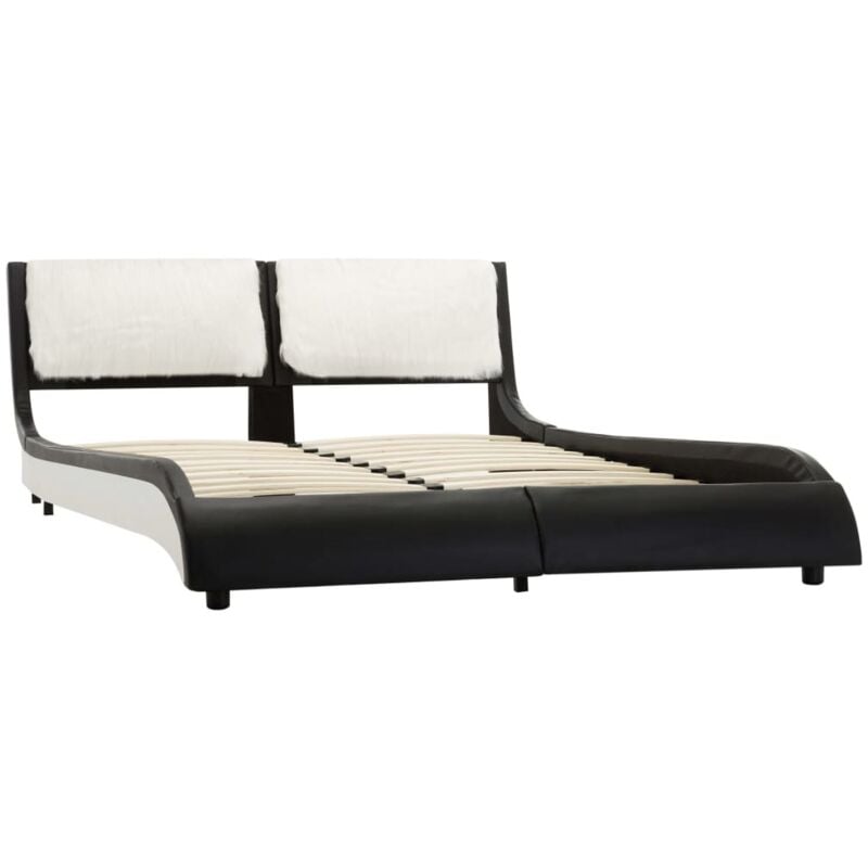 

Estructura de Cama Cuero Sintético Blanco y Negro 140x200 cm - Negro - Vidaxl