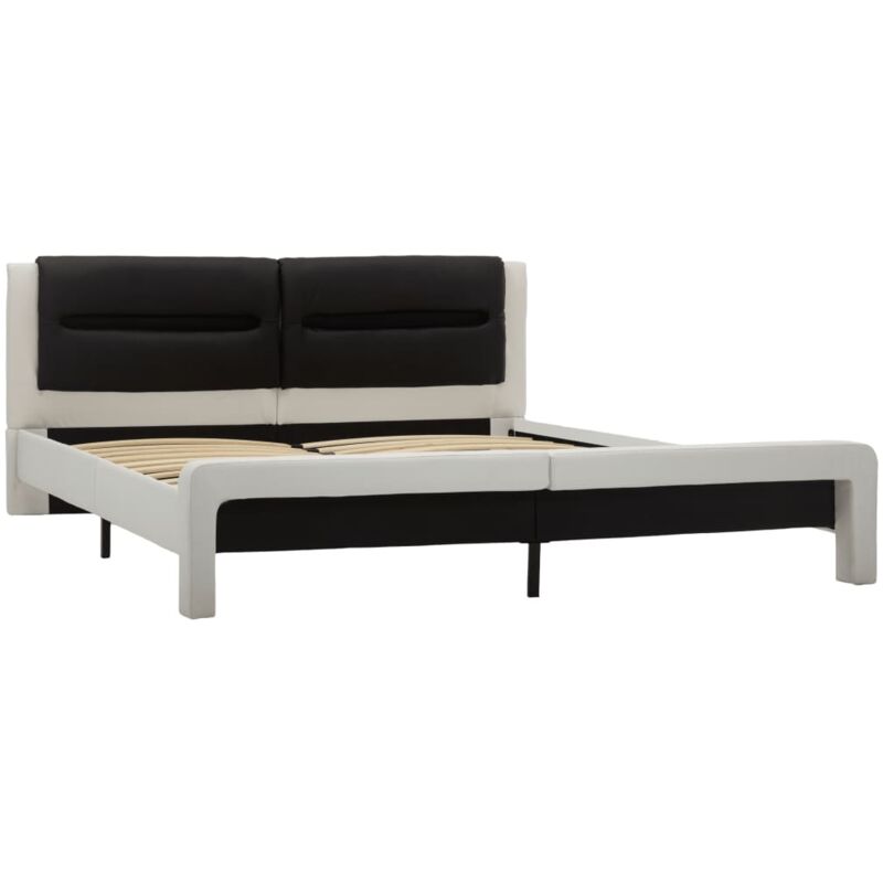 

Estructura Cama con LED Cuero Sintético Blanco Negro 180x200 cm - Blanco - Vidaxl